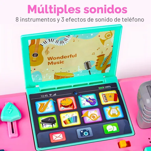 Miniatura 8 de Mesa de DJ para bebés de 1 a 3 años con música y luz, juguetes musicales de piano para bebés de 6 a 9 a 12 a 18 meses, mesa de actividades