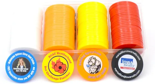 Miniatura 3 de 100 fichas de póquer de plástico personalizadas, imagen o texto personalizado, diseño de poner en un chip, juego para fichas de bar, fiesta, día