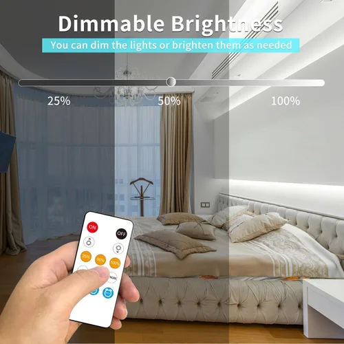 Miniatura 5 de Tiras de Luces LED COB 32.8 pies, 6000K DC 24V Regulables Blancas Flexibles Luces de Cuerda LED para Dormitorio, con Control Remoto y de Aplicación