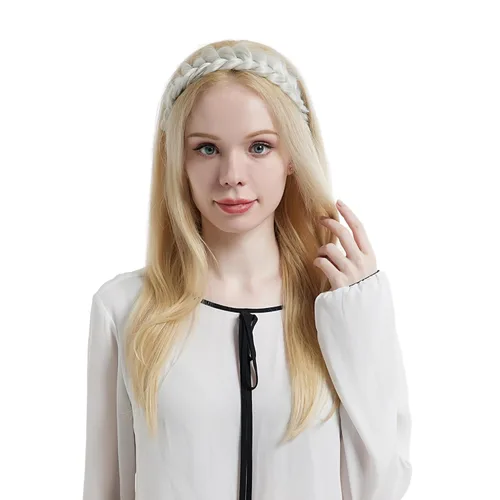 Miniatura 7 de Diadema Trenzada de 2 Hebras Despeinada Clásica Gruesa Trenzas Anchas Elástica Extensible de Calidad Sintética Diadema Trenzada para Mujeres Niñas