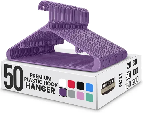Miniatura 28 de Perchas de plástico Utopia Home estándar para hogar de color negro, perchas tubulares para la ropa, resistentes, finas y elegantes Blanco