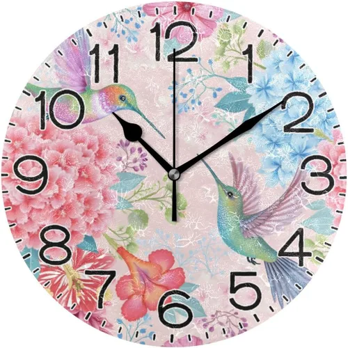 Miniatura 13 de ALAZA Reloj de pared cardenal de pájaro rojo de invierno, funciona con pilas, sin tictac, de cuarzo, analógico, rústico, rústico, reloj redondo