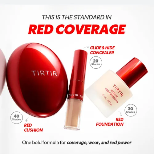 Miniatura 7 de TIRTIR Base de maquillaje rojo Mask FitCobertura impecable de larga duración, esencia energética, ligera, hidratante, difuminadora de poros, acabado