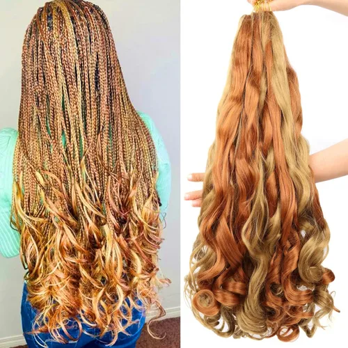 Miniatura 15 de Cabello rizado francés para trenzar de 12 pulgadas, 8 paquetes de cabello rizado preestirado para trenzas de caja, rizos franceses, trenzas