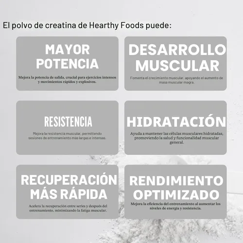 Miniatura 5 de HEARTHY FOODS Polvo de Monohidrato de Creatina Micronizado 500G - 100 porciones, 5000mg por porción (5g) - 17.64 oz para el crecimiento