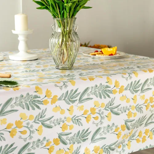 Miniatura 4 de GLORY SEASON Mantel rectangular lavable a máquina con estampado de flores y hojas, para exteriores, interiores, comedor, fiestas, comedor, patio