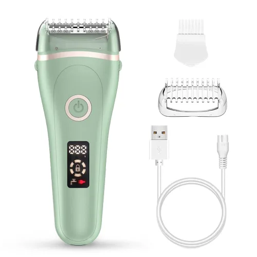 Miniatura 2 de Maquinilla de afeitar eléctrica para mujer, depilación 2 en 1, en húmedo y seco, sin dolor, recargable para piernas, axilas y recortadora Verde