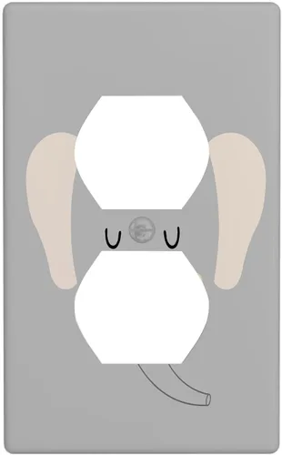 Cubierta de interruptor de luz dúplex de elefante de dibujos animados de 1 banda, cubiertas de enchufe, placa frontal decorativa para receptáculo