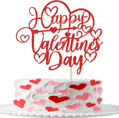 Miniatura 35 de Rsstarxi Paquete de 24 adornos para cupcakes para el día de San Valentín, con purpurina roja, dulce amor, para cupcakes, decoración de San Valentín
