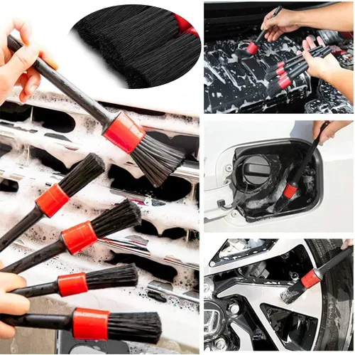 Miniatura 6 de Juego de 10 cepillos para detallar automóviles de automóvil, limpiador de cepillos para detallar automóviles, cepillos para detalles exteriores