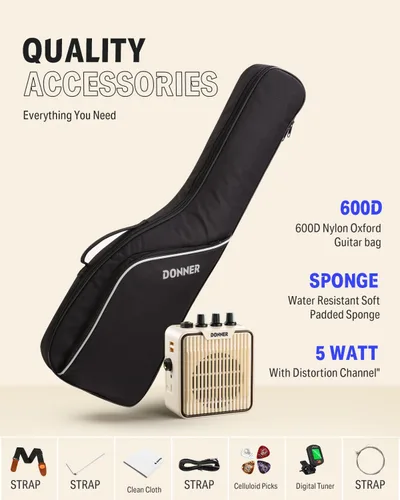 Miniatura 5 de Donner Kit de guitarra eléctrica para niños de 30 pulgadas para principiantes, estilo ST, mini guitarra eléctrica para niños y niñas