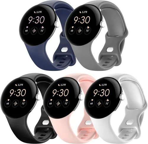 Miniatura 9 de Paquete de 5 bandas de reloj compatibles con Google Pixel 2/Pixel 3/Pixel 4 de 41mm para mujeres y hombres, correa de reemplazo deportiva duradera
