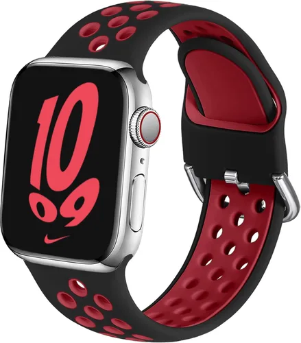 Miniatura 21 de Correa deportiva compatible con Apple Watch 42mm 44mm 45mm 46mm 49mm 38mm 40mm 41mm para mujeres y hombres, correa de repuesto transpirable de Negro