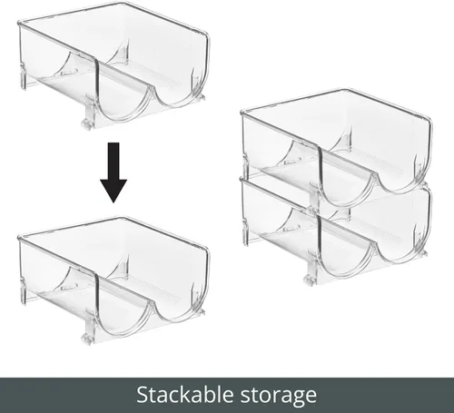 Miniatura 5 de mDesign - Organizador de botellas apilable y de pie, hecho de plástico, para encimeras de cocina, refrigerador, congelador; organizador