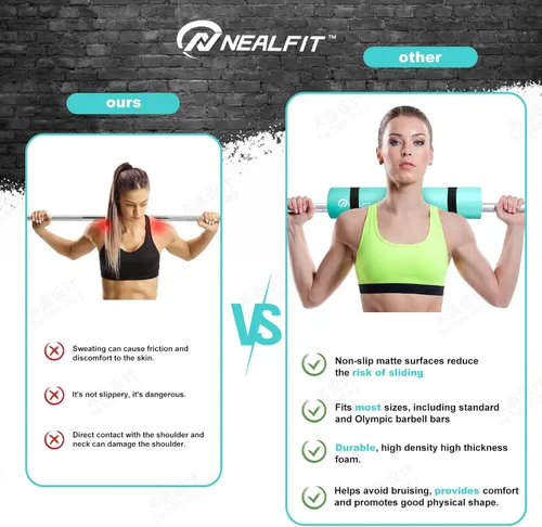 Miniatura 3 de NEALFIT Almohadilla para Barra de Pesos para Sentadillas—Almohadilla para Barra de Pesos—Ideal para Levantamiento de Pesas, Estocadas y Empujes