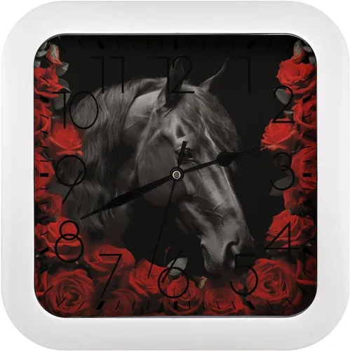 Miniatura 27 de 10" Square Modern Wall Clock,Americana Flag Deer Print Kitchen Clocks Wall Battery Operated,Silent Non Ticking Unique Funny Cute Wall Clock for