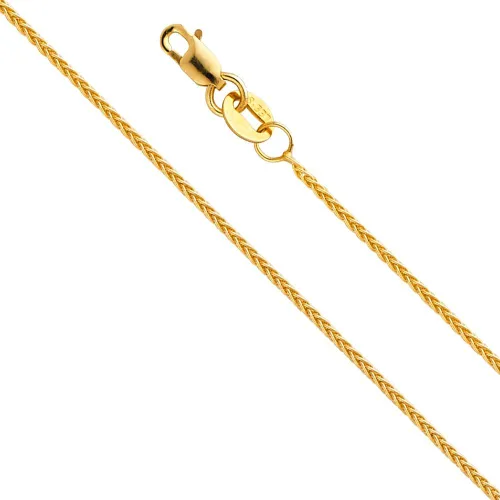 Miniatura 3 de 14K Solid Gold Round Wheat Chains (Select Options)