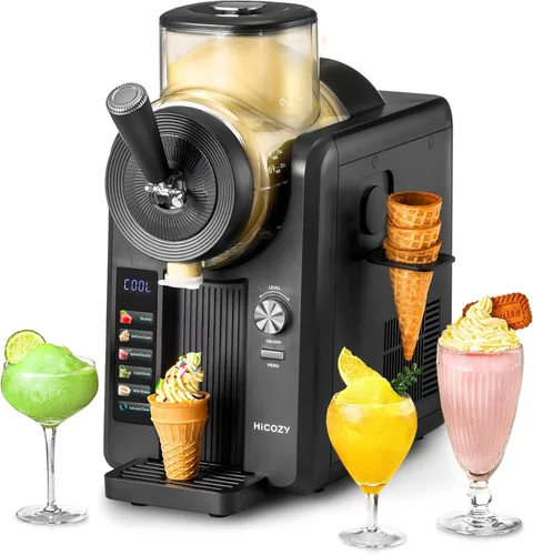 HiCOZY Máquina de Granizados F3 y Máquina de Helados Suaves, Sin Necesidad de Hielo, Autolimpiante, 5 Configuraciones Preestablecidas para Helados