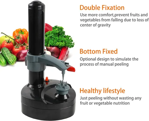 Miniatura 5 de Pelador de patatas eléctrico con 23 cuchillas de repuesto Rotato Express de acero inoxidable, pelador automático giratorio para frutas y verduras