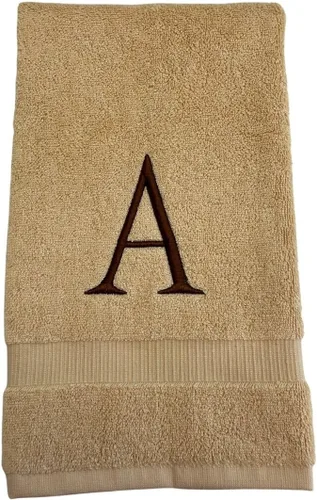 Miniatura 4 de Toalla de mano con inicial beige para baño, toalla bordada decorativa de calidad de hotel de lujo con monograma para tocador, spa, certificado