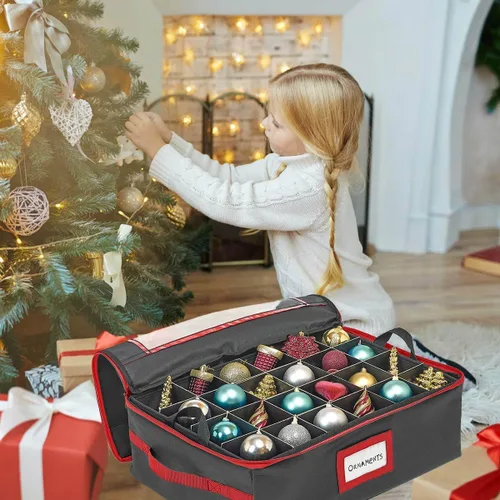 Miniatura 3 de HOLDN’ STORAGE - Caja de almacenamiento para adornos navideños con divisores - Capacidad para 48 adornos de hasta 3.0 pulgadas de diámetro, 2 Negro