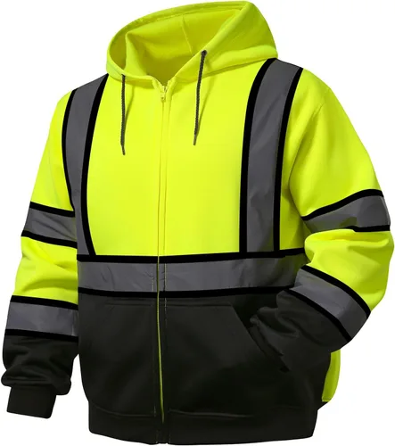 Miniatura 10 de SKSAFETY Hi Vis - Sudaderas con capucha de seguridad para el trabajo para hombre, chaqueta con capucha reflectante de alta visibilidad de clase 3