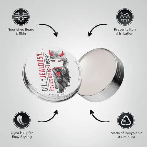 Miniatura 4 de Billy Jealousy Beard Balm with Light Hold & Low Shine, Everyday Beard Styling Balm Loaded With Coconut, Shea & Sunflower Oils For Smooth & Nourished