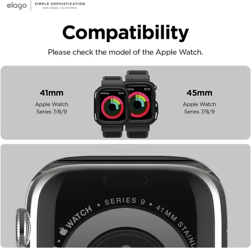 Miniatura 2 de elago Armor - Funda con correa compatible con Apple Watch 9/8/7, compatible con iWatch de 1.772 pulgadas, 1.614 pulgadas, protección completa