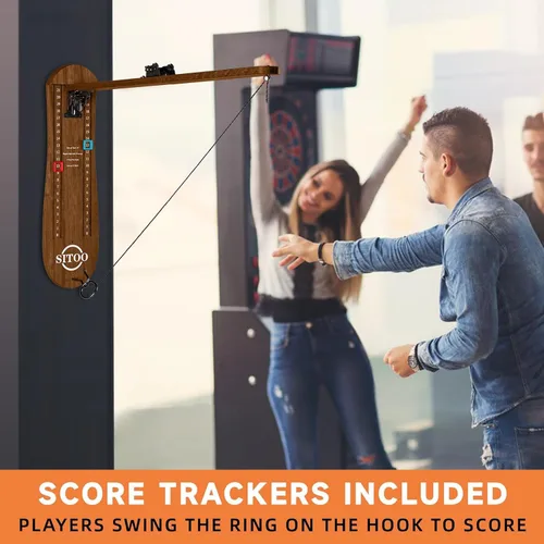 Miniatura 2 de Ring Toss Game for Adults, Outdoors Games, Wall Mounted Hook and Ring Game with Foldable Arm