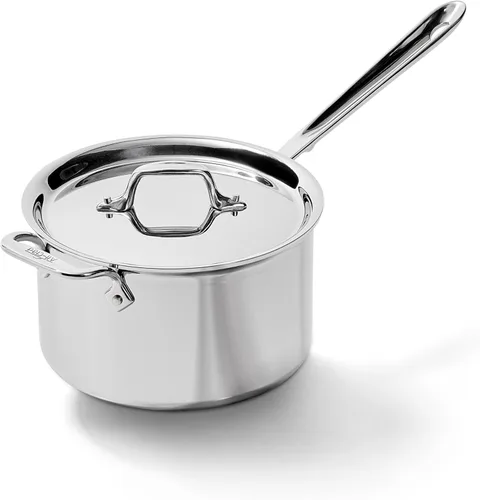Miniatura 12 de All-Clad D3 - Cacerola de acero inoxidable de 3 capas con tapa, 3 cuartos, inducción, apta para horno y asador 600F, multiusos, compatible con todas