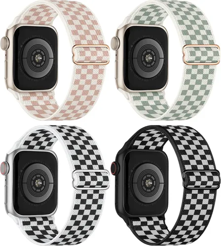 Miniatura 15 de Paquete de 4 correas elásticas Solo Loop compatibles con Apple Watch de 1.496 pulgadas, 1.575 pulgadas, 1.614 pulgadas, 1.654 pulgadas, 1.732