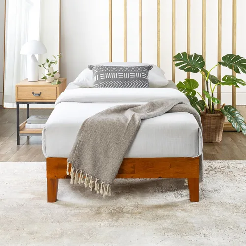 Miniatura 32 de Mellow Naturalista Classic - Cama de plataforma de madera maciza de 12 pulgadas con listones de madera, tamaño individual XL, pino natural Natural