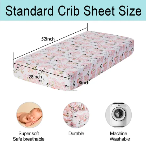 Miniatura 3 de Bimocosy Paquete de 4 sábanas para cuna, sábanas bajeras para cuna de bebé, transpirables y de ajuste cómodo, suaves para colchón de cuna estándar