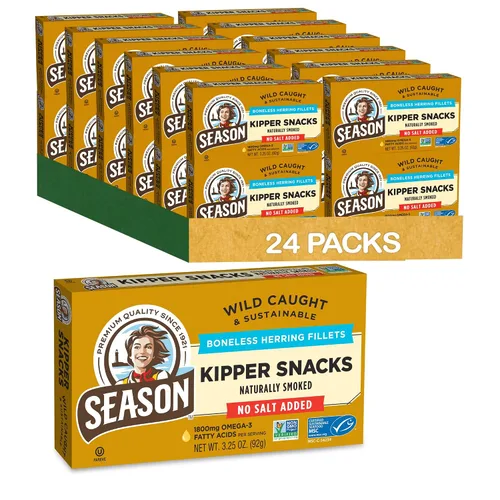 Miniatura 10 de Season Peppered Kipper Snacks – Filetes de arenque deshuesados, ahumados naturalmente, capturados en la naturaleza, aperitivos keto, sin OMG