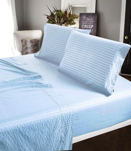 Miniatura 2 de Lujoso juego de sábanas de 6 piezas + 2 fundas de almohada adicionales – Dobby Stripe – Cómodo y transpirable – Sábanas de lujo para hotel