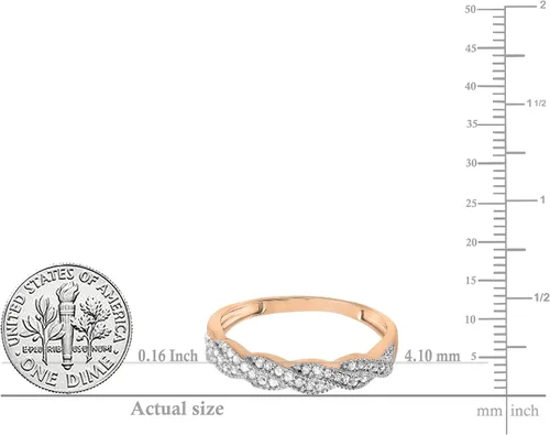 Miniatura 5 de Dazzlingrock Collection Anillo apilable de oro de 14 quilates con diamantes redondos de 0.25 quilates (ctw) para mujer, para aniversario, boda, 1/4