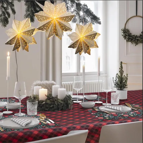Miniatura 4 de 3 Piezas Faroles de Papel de Navidad con Estrella Farol de Papel Lámpara de Papel Decoración Colgante de Fiesta Frozen para Bodas Árboles de Navidad