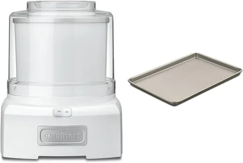 Cuisinart Máquina para hacer helados, sorbete de 1.5 cuartos de galón, máquina de yogur congelado, doble aislamiento, blanco, ICE-21P1 y Chef's
