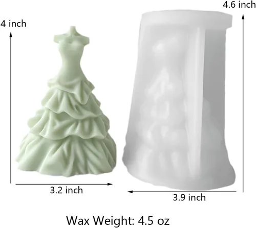 Miniatura 2 de Vestidos de novia para novia, molde de velas, sin tirantes, sin mangas, faldas de noche, molde de silicona para jabón, cera de soja, resina epoxi