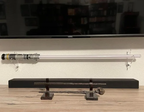 Miniatura 2 de WANLIAN Estante para sables de luz, estante para sables de luz montado en la pared, adecuado para espadas, 1 par de sables de luz (transparente)