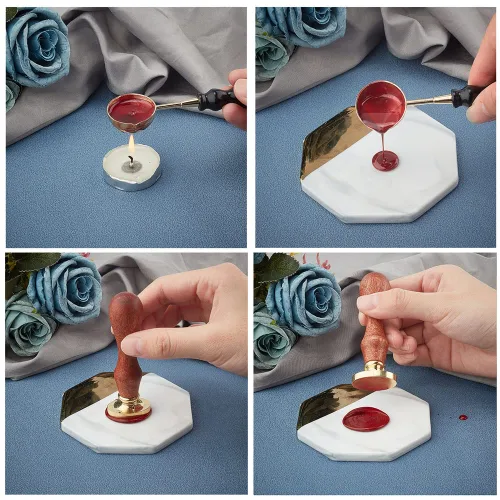 Miniatura 6 de CRASPIRE Sello de cera de espada, sello de cera de sellado de fuego, ovalado, retro, vintage, cabeza de sello de latón extraíble con mango de madera
