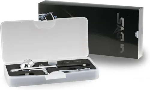 Miniatura 2 de Kit de aerógrafo Pistola de cepillo de aire de alimentación por gravedad de doble acción con 0.012 in y 1/3 oz. para pasatiempos, modelos, arte