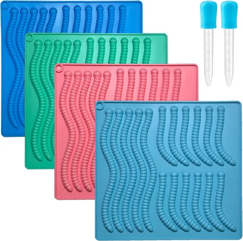Miniatura 17 de Moldes redondos para caramelos de gomitas, 220 moldes de silicona para caramelos con 2 cuentagotas para caramelos duros, gomitas, caramelos