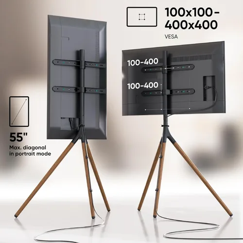 Miniatura 4 de ONKRON Soporte de TV con caballete para pantalla de 32 a 65 pulgadas de hasta 77 libras, soporte de trípode giratorio de 360°, altura ajustable