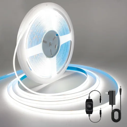 Miniatura 19 de Tira LED COB, tira de luz LED COB blanca cálida de 16.4 pies, tira de luz LED regulable de 2700 K, CRI92+, 0.315 in de ancho, cinta LED flexible
