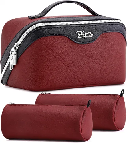 Miniatura 8 de BOYATU Bolsa organizadora de maquillaje de viaje, bolsa de cosméticos: Juego de 3 bolsas de maquillaje para mujeres con asa - Bolsas de aseo