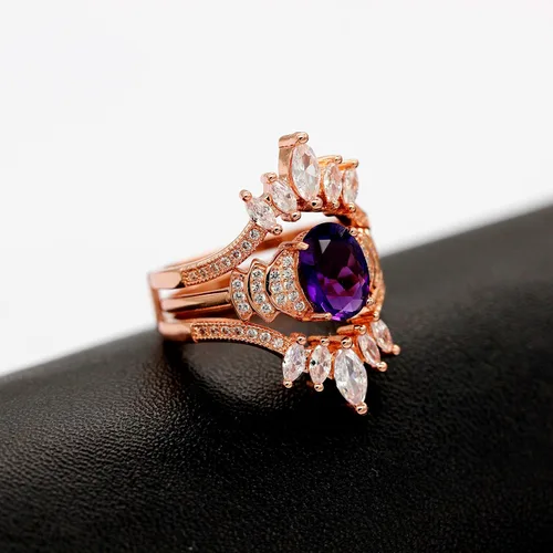 Miniatura 5 de Uloveido Y445 - Anillo de boda con circonita cúbica blanca AAA, talla marquesa