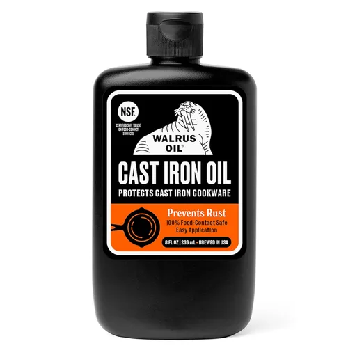 WALRUS OIL - Aceite de hierro fundido, aceite de cártamo de alto punto de humo para condimentos, mantenimiento de hierro fundido. 100% natural y