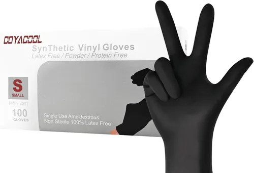 Miniatura 8 de Guantes desechables medianos, de mezcla de nitrilo y vinilo, sin látex, 100 unidades, guantes de grado alimenticio para limpieza, preparación de Azul