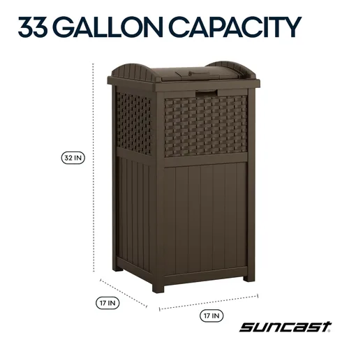Miniatura 3 de Suncast Cubo de basura comercial para exteriores de 33 galones con escondite con tapa para bolsas de basura de 30 a 33 galones para garaje, patio